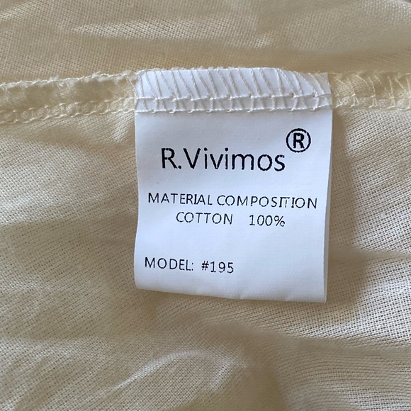 R. Vivimos 100% Cotton Empire Waist Cream Swiss Dot Midi Dress. Size Medium - Picture 10 of 11